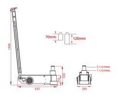 KRWAJ30-2T KraftWell (Турция) Домкрат пневмогидравлический г/п 30/15 т.