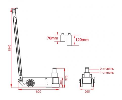 KRWAJ40-2T KraftWell (Турция) Домкрат пневмогидравлический г/п 40/20 т.